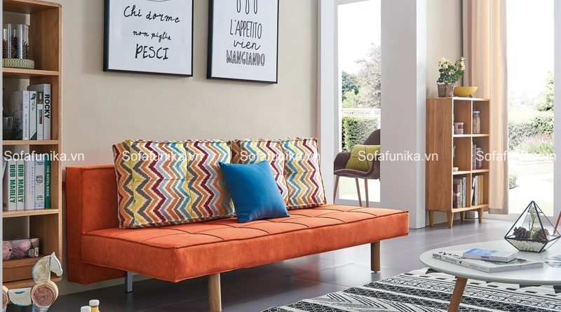 Sopha giường màu da cam mang nét đẹp hiện đại và năng động