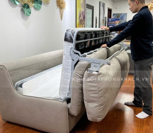 sofa giường gấp gọn 307 cao cấp tại showroom Funika ở trạng thái gấp gọn