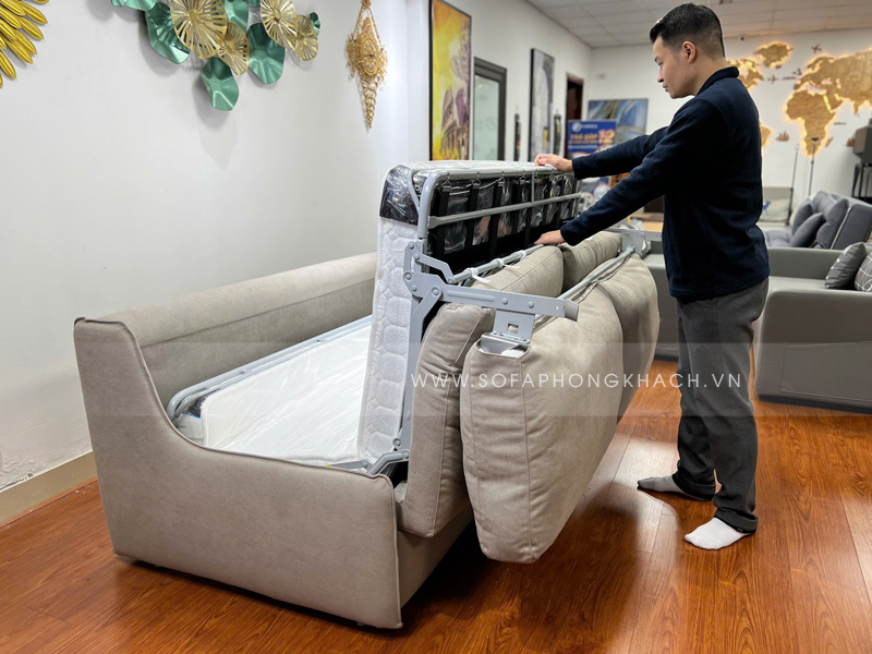 sofa giường gấp gọn 307 cao cấp tại showroom Funika ở trạng thái gấp gọn